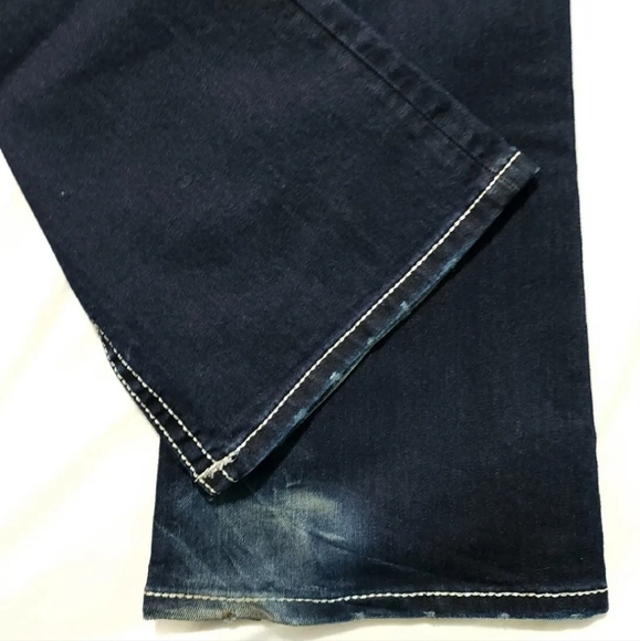 Miss Me jeans Sz 28 Signature Boot Stretch Denim Low Rise Red Bling Dark EUC - Picture 10 of 14